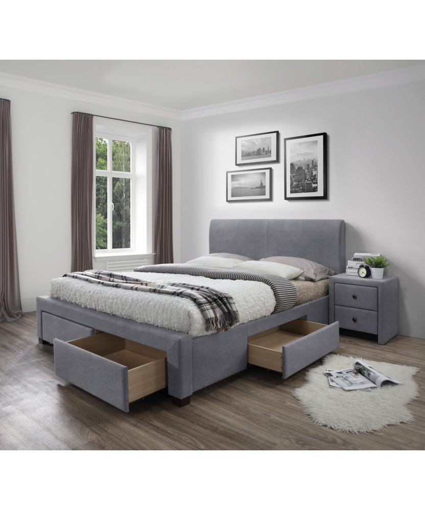 MODENA 3 łóżko z szufladami popiel velvet (6p1szt) MODENA 3 łóżko z szufladami popiel velvet (6p1szt)