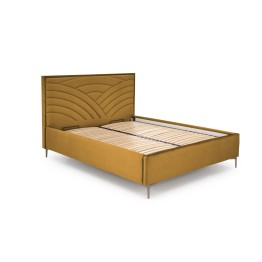 MODULO W3 łóżko 160 - wezgłowie musztardowy tap. Monolith 48 (1p1szt)