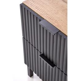NELA szafka nocna, dąb craft - czarny (1p1szt)