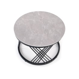 FLAMINGO zestaw 2 ław, popielaty marmur/ czarny (2p1szt)