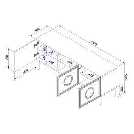 PALAZZO szafka RTV 150 (3D) czarny mat/ dąb craft